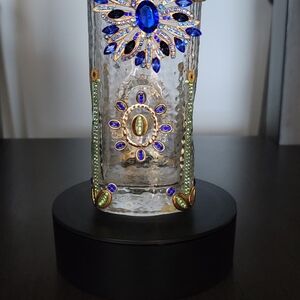 Elegant Hand Crafted Blue and Gold Decorative Glass